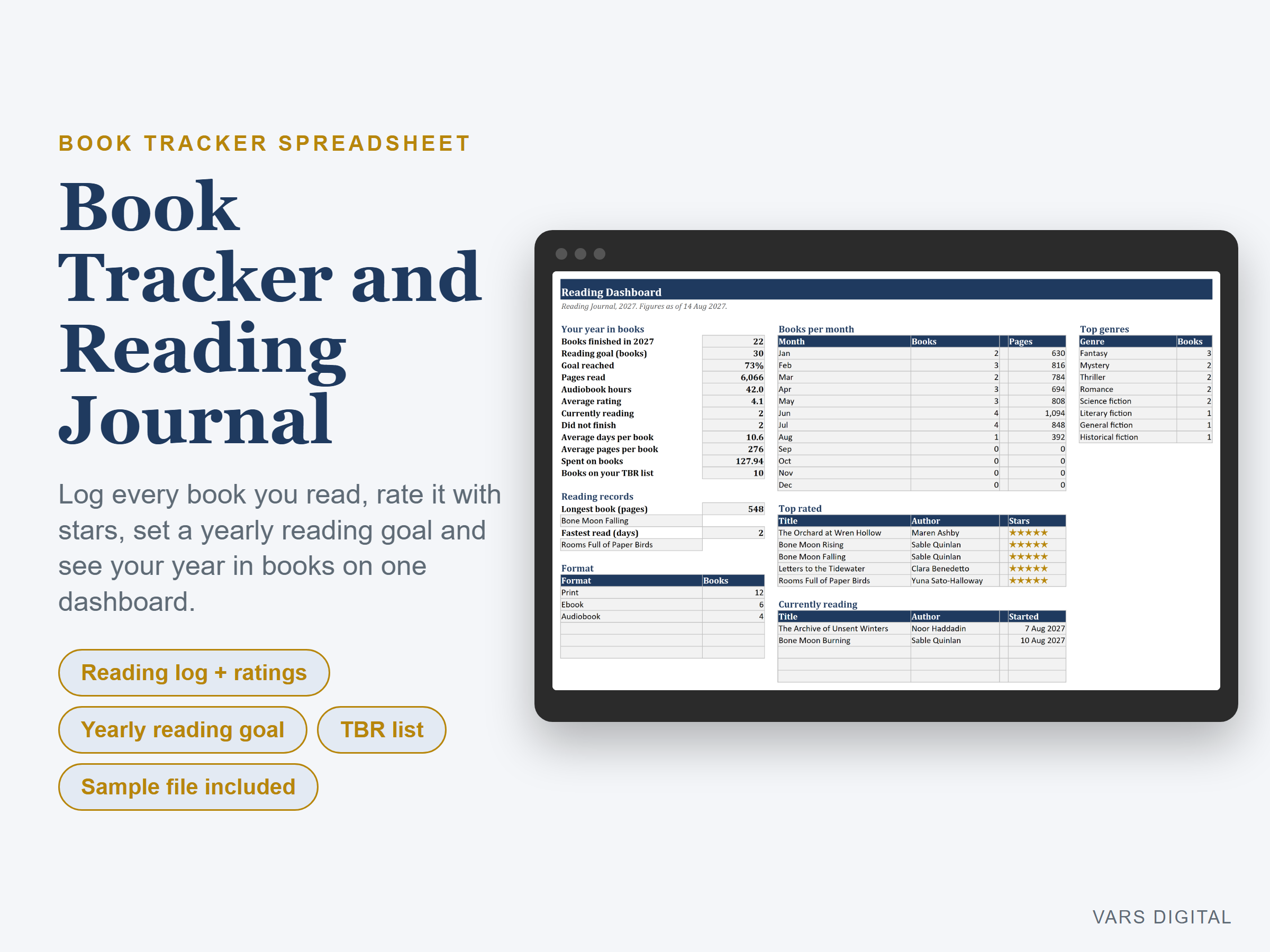 Book Tracker spreadsheet template preview
