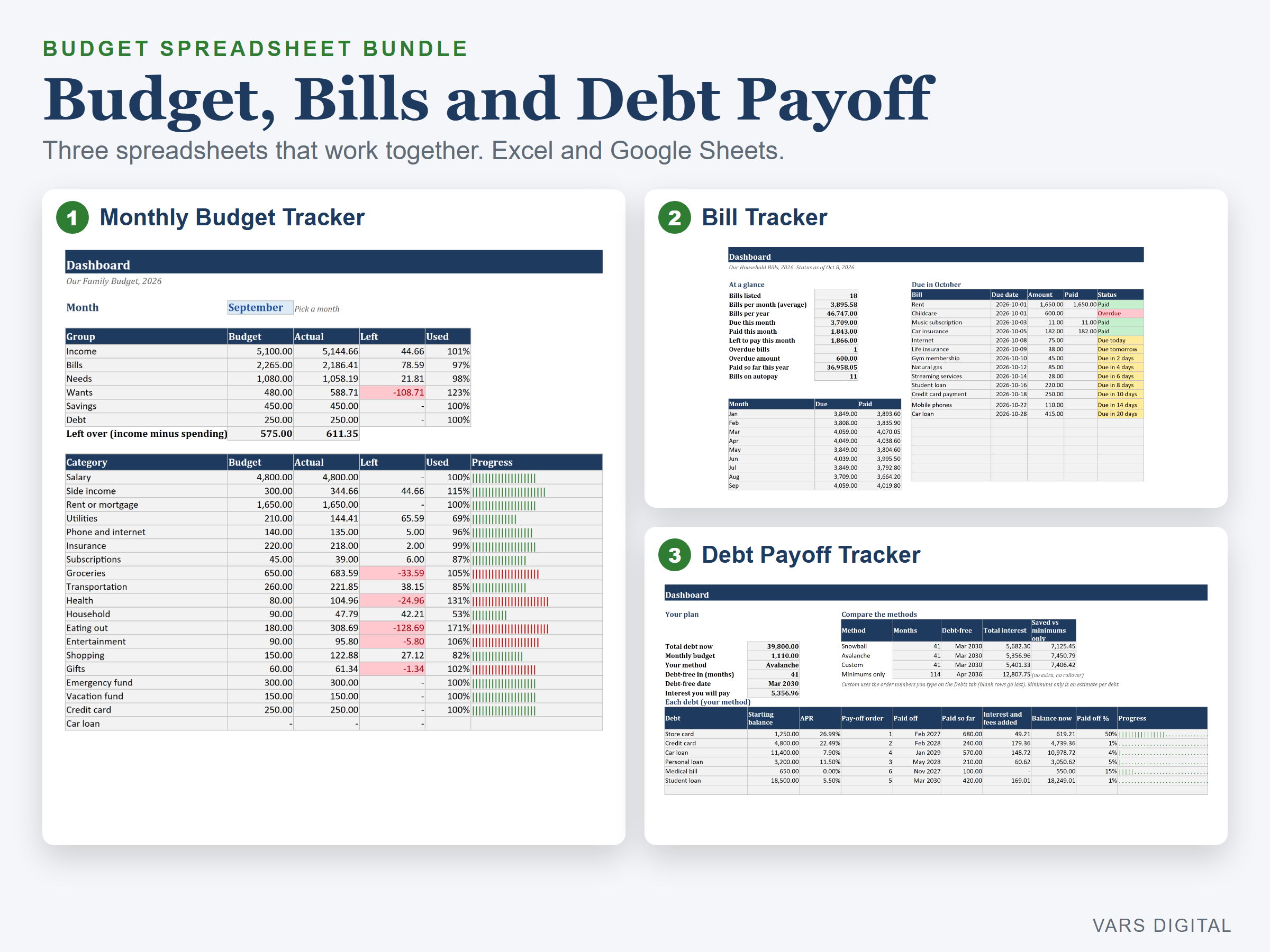 Budget Spreadsheet Bundle spreadsheet template preview