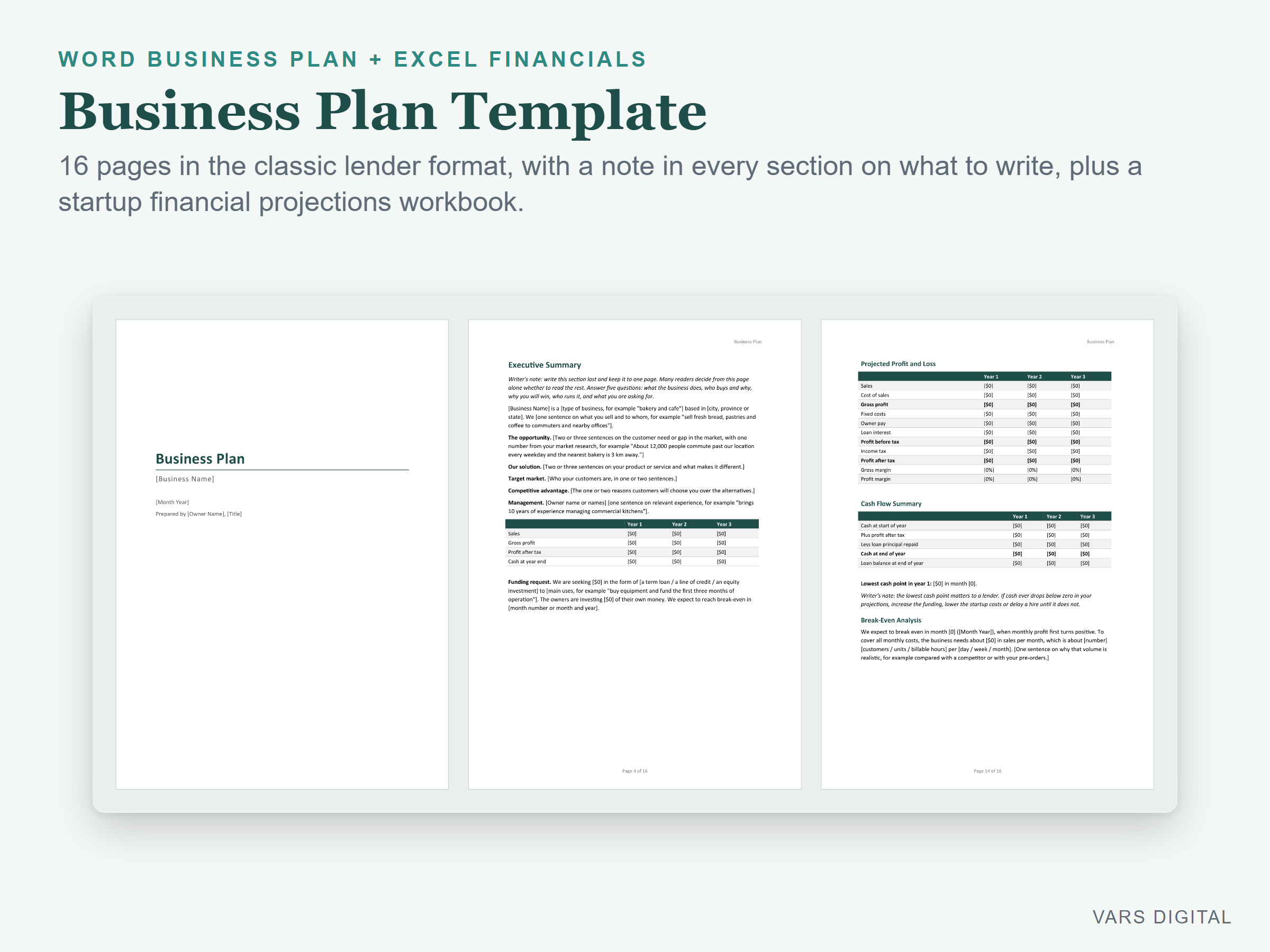 Business Plan Template + Financial Projections preview