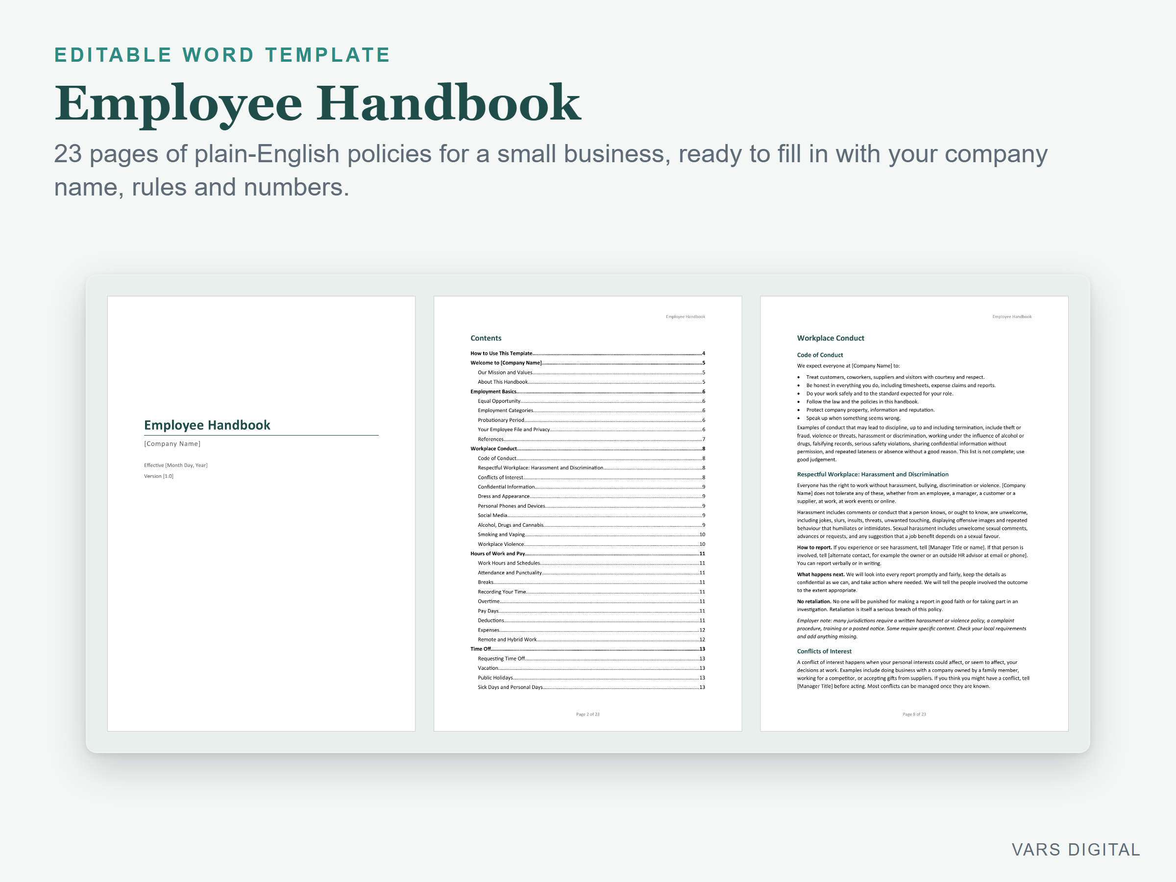 Employee Handbook Template (Word) preview