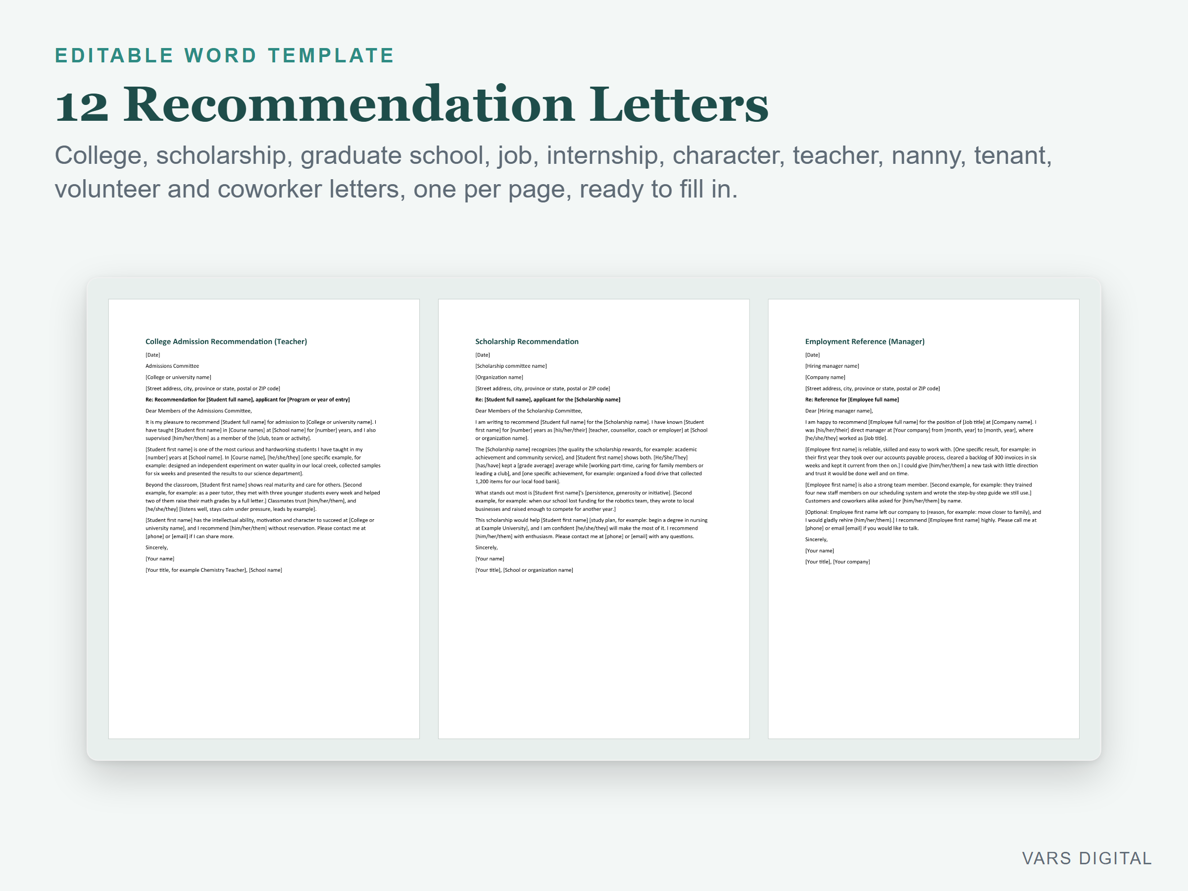 Letter of Recommendation Templates (Word) preview