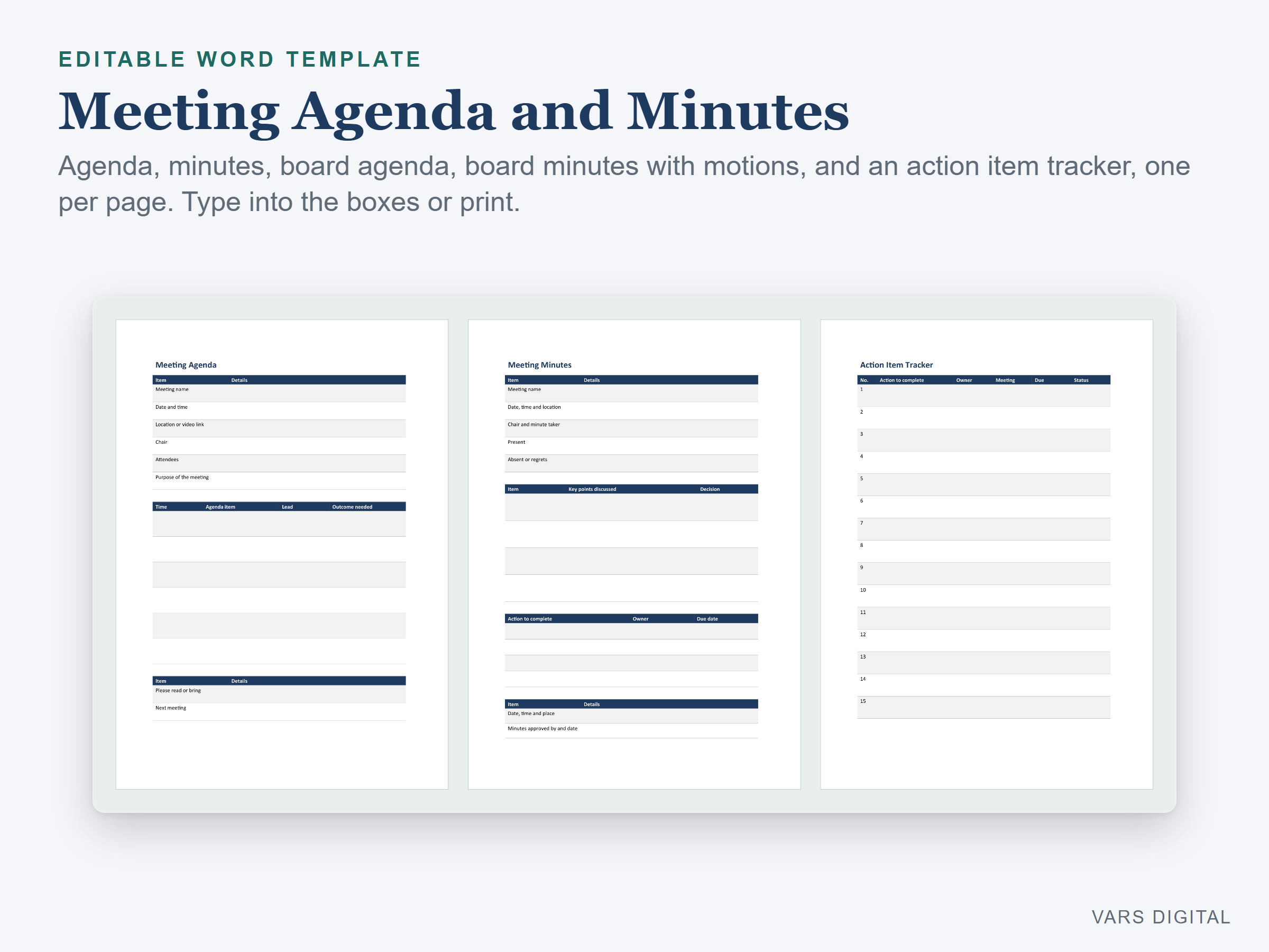 Meeting Agenda and Minutes Templates (Word) preview