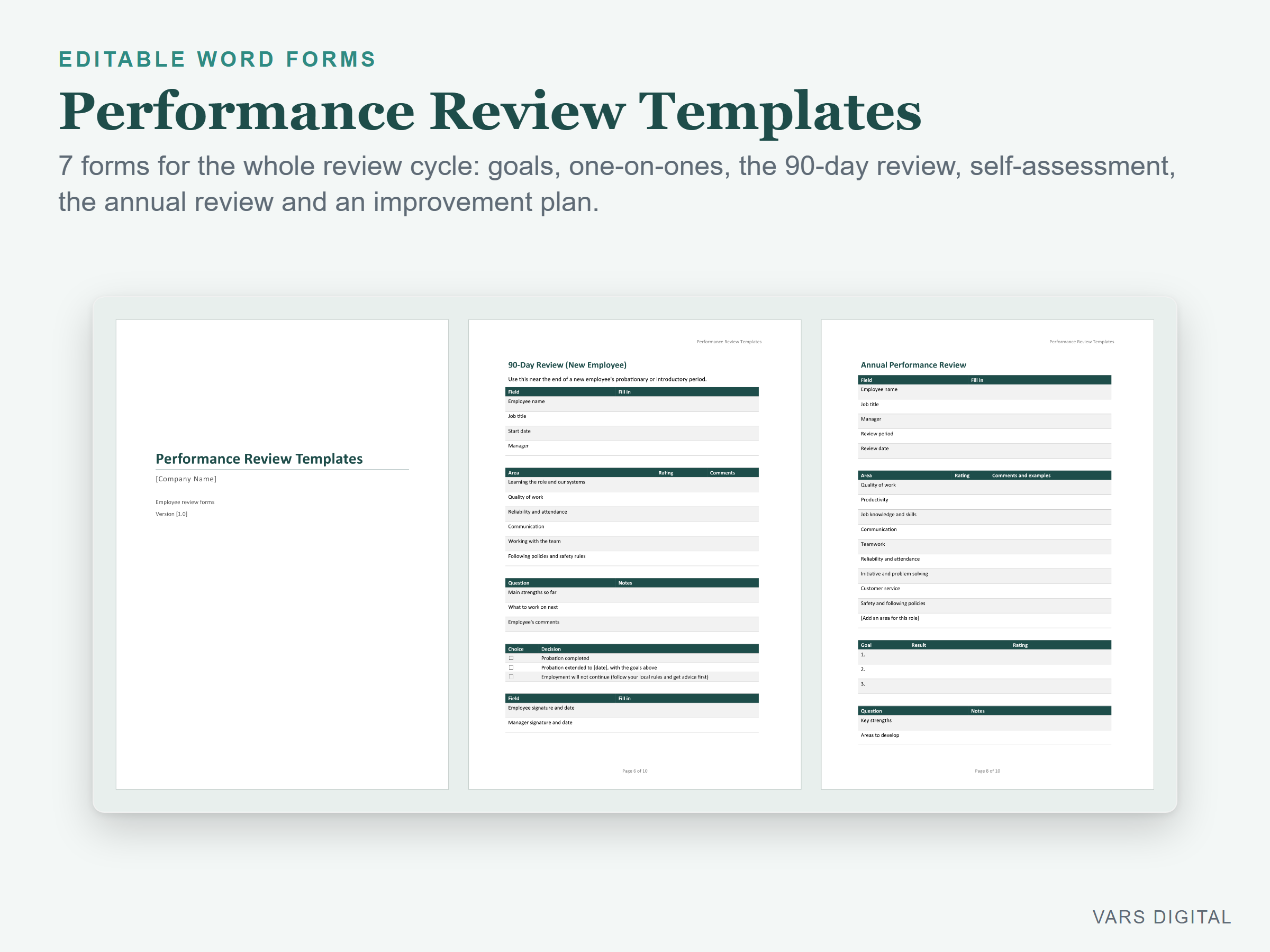Performance Review Templates (Word) preview