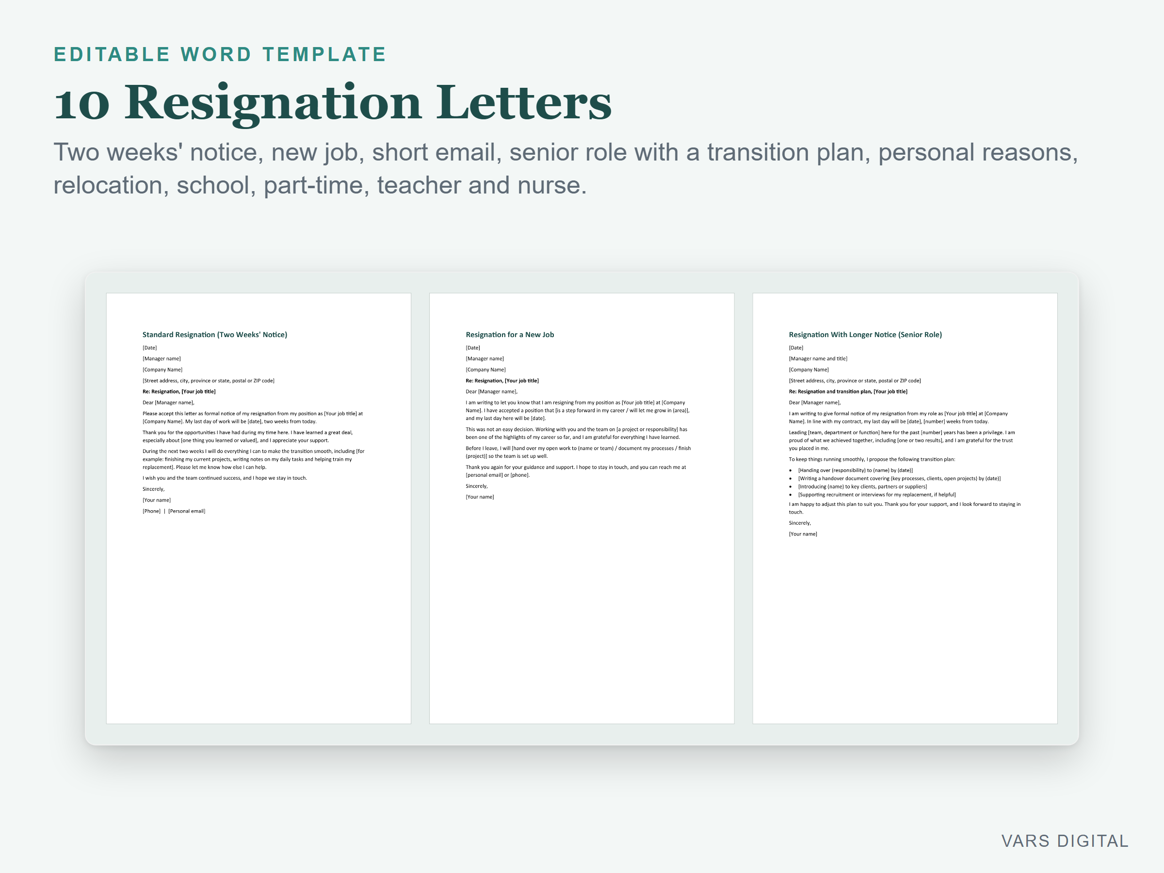 Resignation Letter Templates (Word) preview